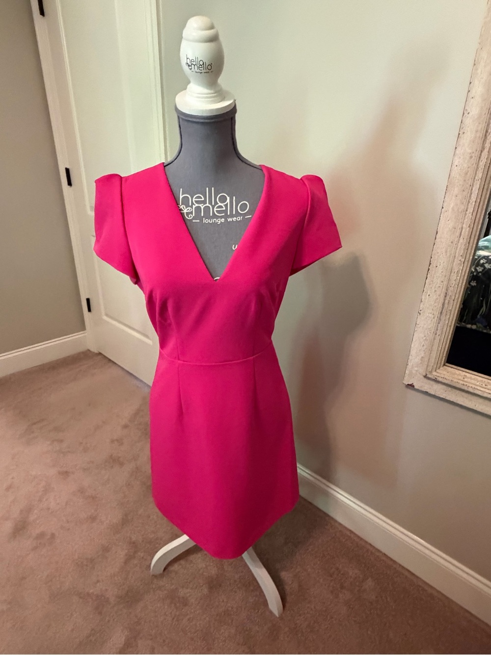 Milly Hot Pink V-Neck Mini Dress